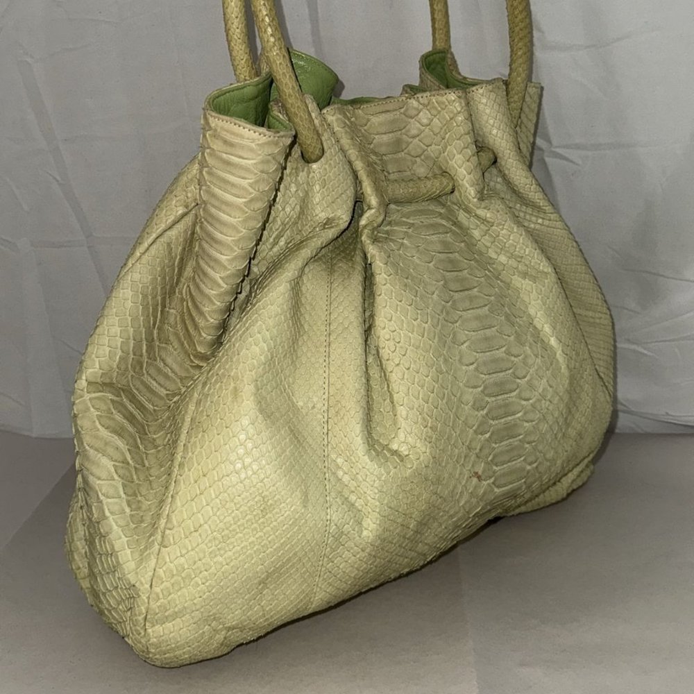❤️ Ted Rossi Women's Green Lime Snakeskin Handbag Purse Bag Made in USA